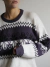 Suéter vintage estampa Branco c/ roxo - comprar online