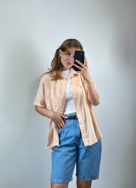 camisa manga curta vintage salmão CGC