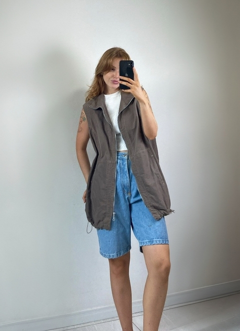 colete em sarja vintage marrom - comprar online