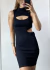 Vestido preto canelado midi na internet