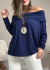 Blusa Ombro a Ombro - Azul Marinho na internet