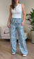 Calça Pantalona Nature - Azul e Off White - comprar online