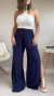 Calça Pantalona Fendada - Marinho - comprar online