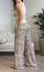 Calça Pantalona Nature - Marrom e Off White - Lila Rosa