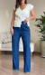 Calça Pantalona Jeans Escuro - comprar online