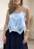 Cropped Barrado Crochê - Azul Bebê - comprar online