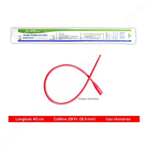 SONDA NELATON DE LATEX LONG.40CM CAL.28 FR C/1 PZA SENSIMEDICAL