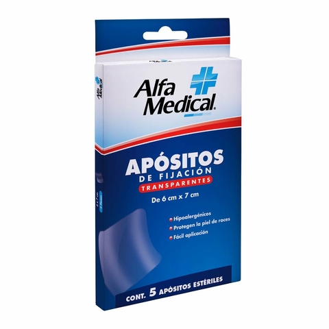 APOSITOS DE FIJACION TRANSPARENTES 6X7CM C/5 PZS ALFAMEDICAL