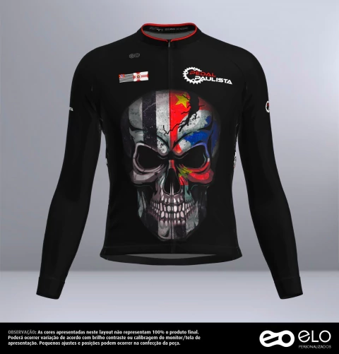 Camisa Ciclismo ML Caveira SP - Masculino - Preta - comprar online