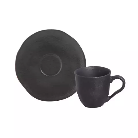 Conjunto com 6 Xícaras de Café com Pires Bio Preto Matte