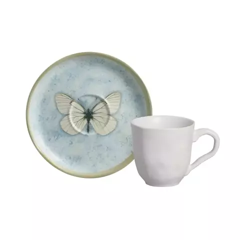 Conjunto com 6 Xícaras de Café com Pires Bio Animália
