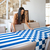 Toalha de Mesa em Linho Estampas Listras + Xadrez - azul - comprar online