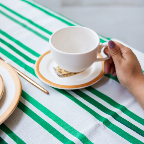 Toalha de Mesa Listras Aquarela - verde