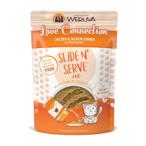 Weruva Slide N' Serve - Love Connection - Chicken & Salmon dinner paté - Pollo y Salmón en paté - Sobre x 80g - comprar online
