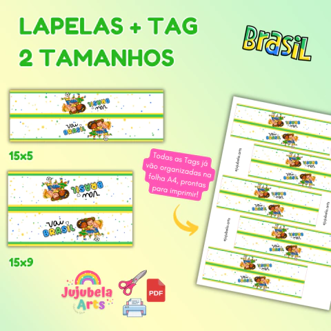 Kit Lapelas + 02 Tags BRASIL