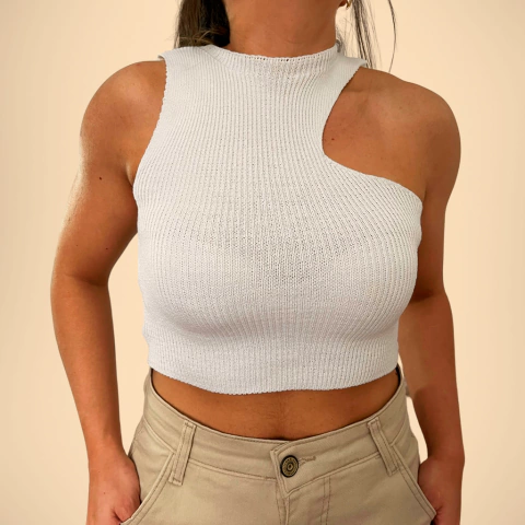 Cropped Tricô recorte branco