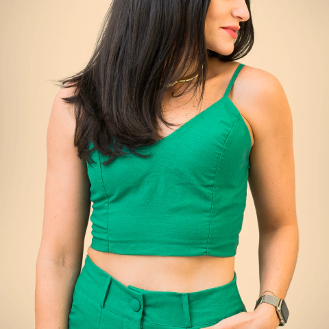 Cropped linho verde