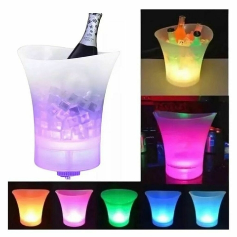 Balde De Gelo Caixa De Som Led RGB Bluetooth Transparente