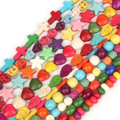 Fio de Pedra Reconstituída Howlita colorida - comprar online