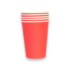 VASOS POLIPAPEL ROJO LISOS X8