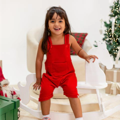 JARDINEIRA CLASSICA VERMELHA LISA - SEU PEDRO KIDS ATACADO