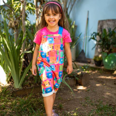 JARDINEIRA CARINHAS ANIMAIS ROSA - SEU PEDRO KIDS ATACADO