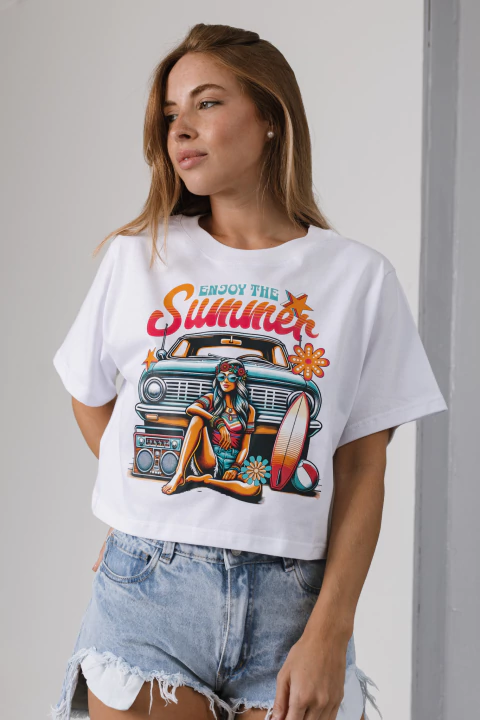 Remera Crop HIPPIE GIRL Blanco - comprar online