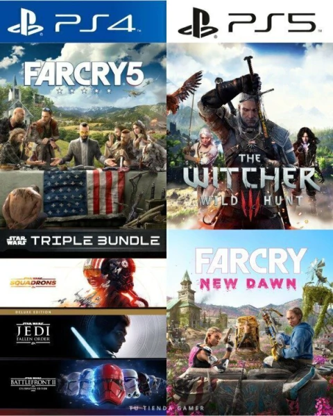 Pack 6 Juegos PS4/PS5 - Far Cry 5 + New Dawn + Star Wars Trilogy + Witcher 3 - comprar online