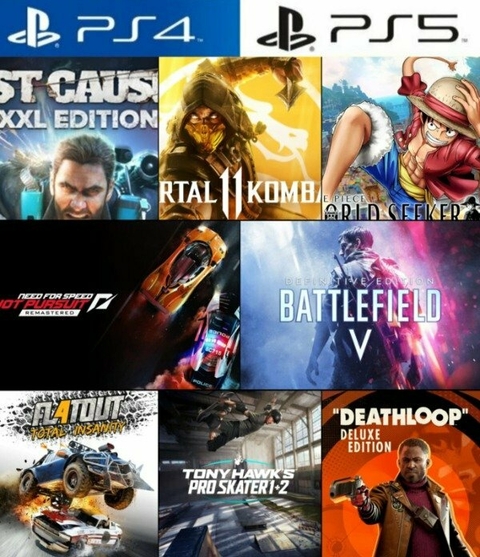 Pack 8 Juegos PS4/PS5 - Just Cause 3 / MK11 / One Piece / BFV / NFS / Deathloop - comprar online
