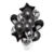 SET 14 GLOBOS NEGRO (CORAZON Y ESTRELLA + LATEX + CONFETTI)