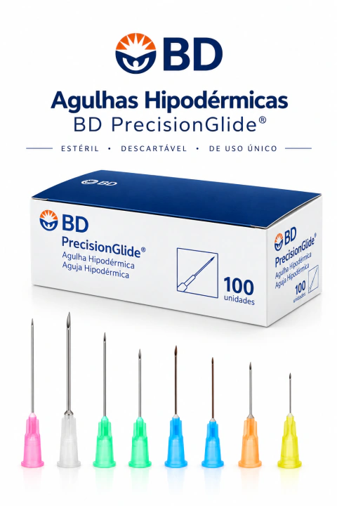 Agulha BD Hipodérmica Descartável – Caixa com 100 Unidades