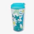 Copo de viagem infantil com tampa azul e estampa floral colorida