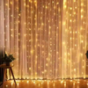 Cortina de Led 3 X 3 M 300 LEDS Fio Transparente Luz Fixa