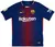 Camisa do Barcelona 2017/2018, modelo retro, com as cores azul e grená e o nome SUAREZ #9.
