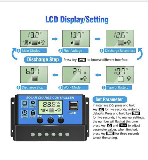 CONTROLADOR DEE CARGA SOLAR 30A 12V/24V