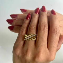 Anel Retangular Cravejado - Luna Lua Semijoias