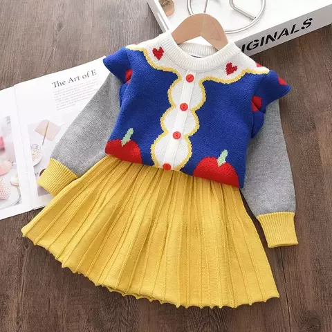 Conjunto Inspiração Branca de Neve de Tricot leve