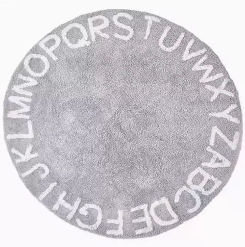 Tapete Infantil Alfabeto Redondo Cinza - macio e lavável em máquina - comprar online
