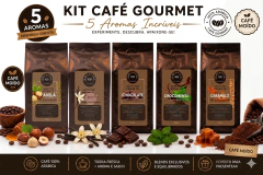Kit (5 unidades) Café Gourmet Aromatizados 100% Arábica - 250g - Moído