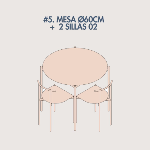 #5. Mesa ø60cm + 2 sillas 02 - comprar online