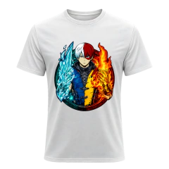REMERA MY HERO ACADEMIA UNISEX TODOROKI FUEGO HIELO 125