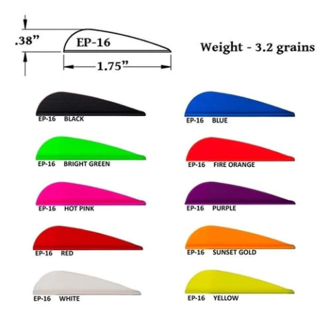 Vanes Timones Flechas Arqueria Ep-16 Ideal 30-40m X6u - comprar online