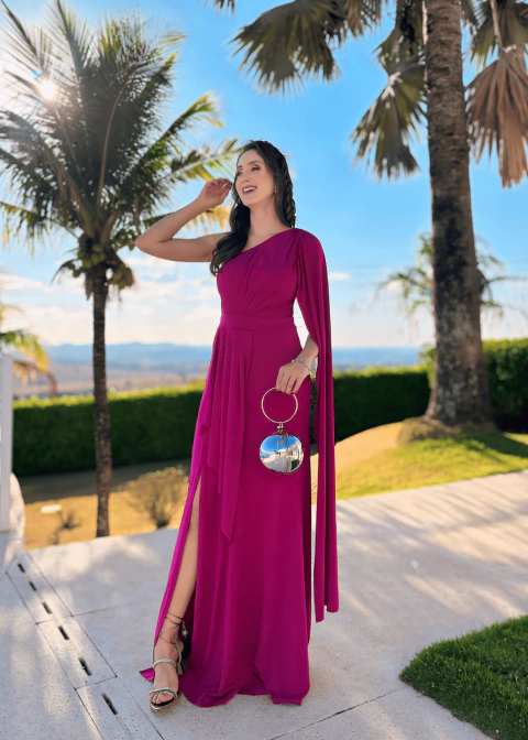 VESTIDO CAPA MALHA FLUITY FÚCSIA