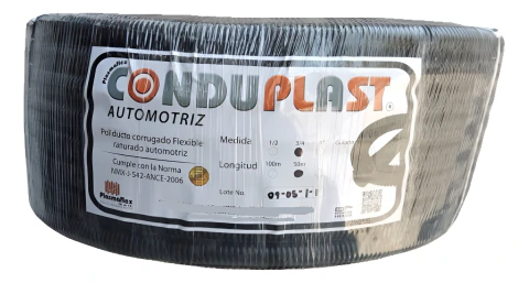 Poliducto Automotriz Negro 1/4x100m Ret Fuego S/g Ranurado