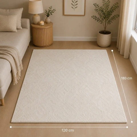 Alfombra 120 x 180 cm Pelo Corto Zigzag Color Hueso