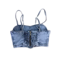 CROPPED TOP JEANS BRILHO - comprar online