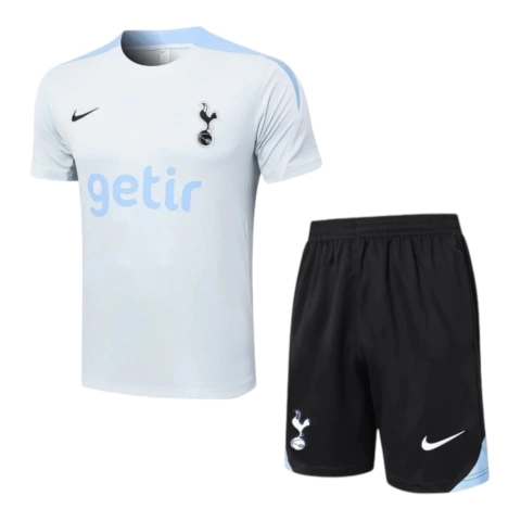 Kit Treino adulto - Camisa e Shorts - Tottenham Nike 24/25 - Cinza e preto com detalhes em azul