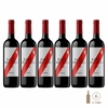 Seis botellas de vino tinto Bianchi Banda del Alma Malbec, cada una de 750cc, con etiquetas distintivas en colores rojo y blanco.