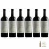 Seis botellas de vino Casarena Single Vineyard Naoki Malbec, cada una con etiqueta distintiva y tapa negra.