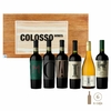 Caja de madera con seis botellas de vino Colosso Wines, incluyendo variedades de Malbec y un vino blanco.
1 botella x 750cc Maldito Malbec Blend de Añadas 